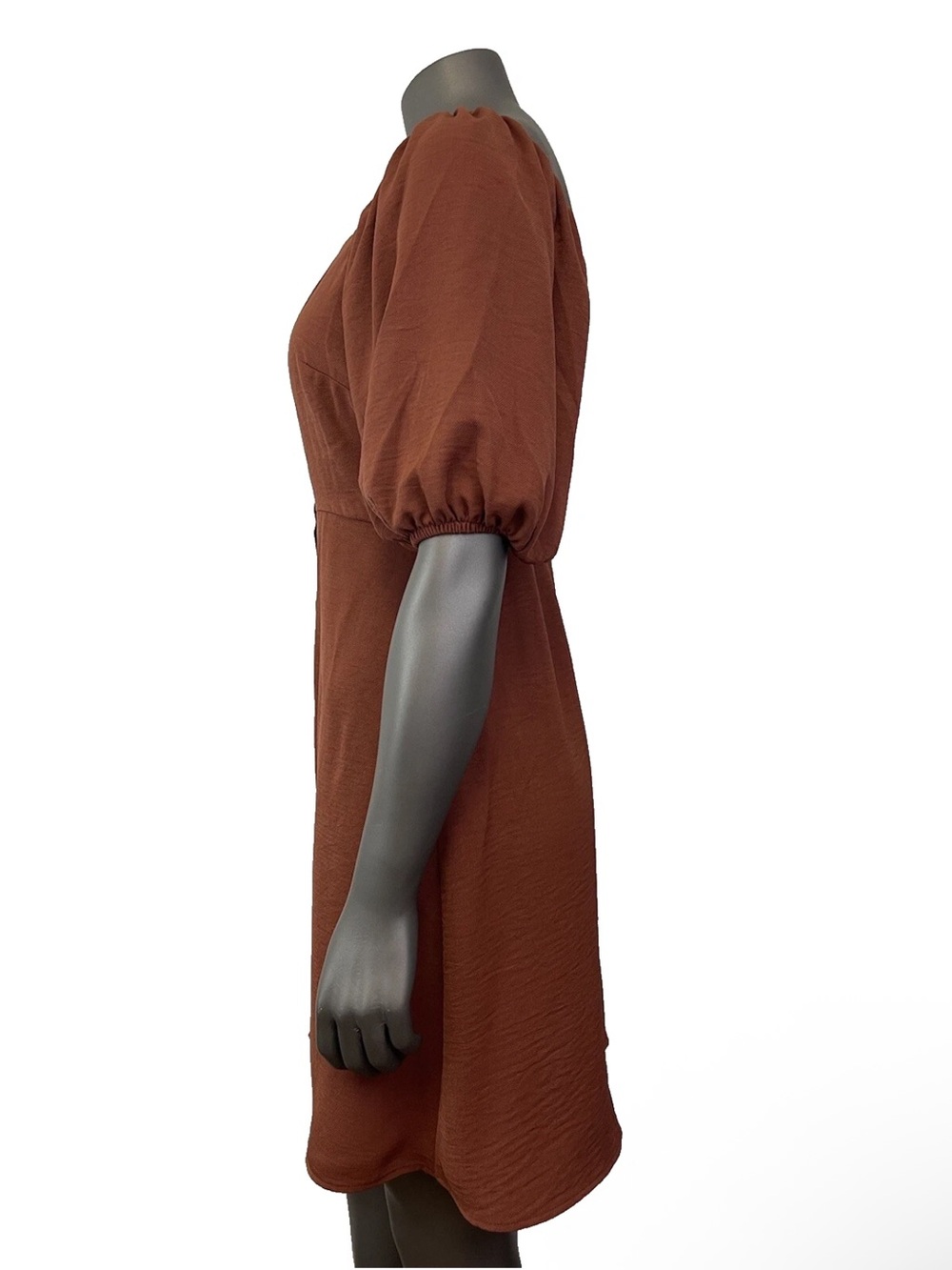 Mimi Chica Dress Womens M Peasant Brown Square Neck Puff Cottagecore Boho - Picture 3 of 7